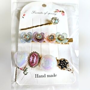 NWT BAUBLES & GEMS 3-PC HAIR PINS SET: PINK!